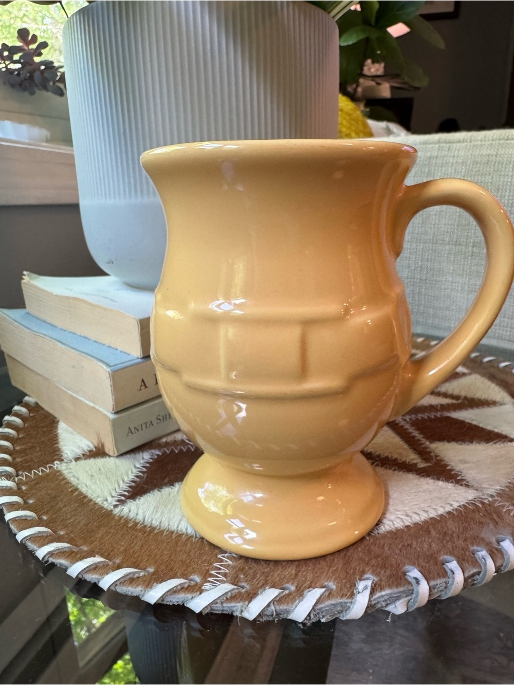 Longaberger Yellow Glazed Ceramic Latte Mug